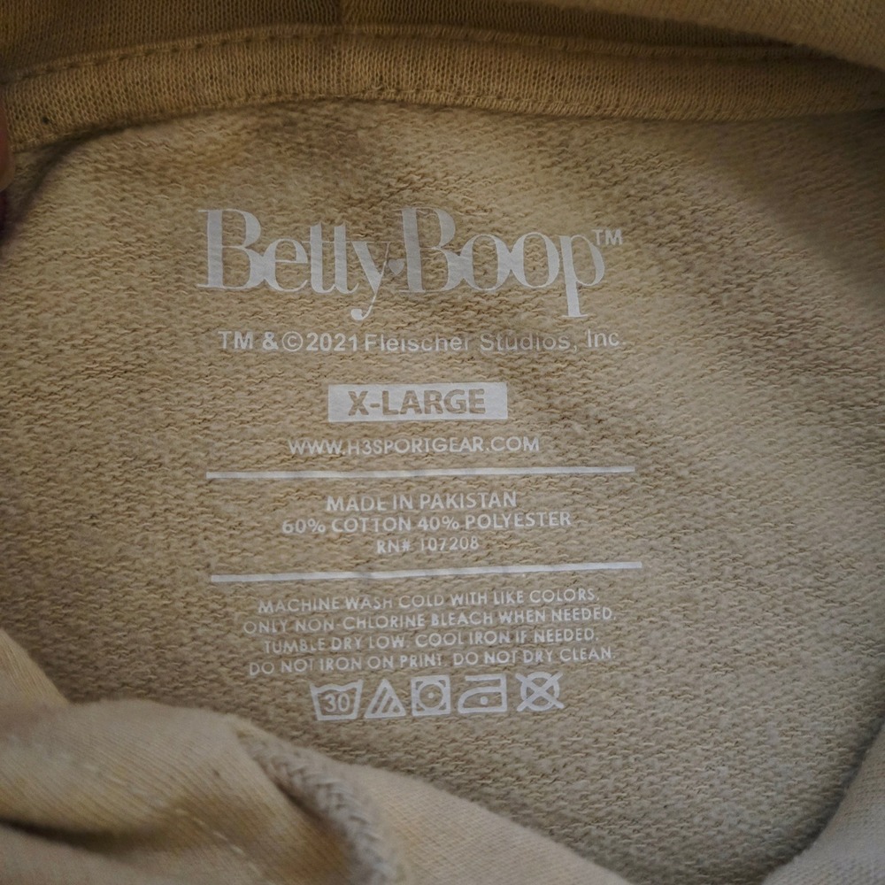 Betty Boop Graphic Hoodie Sweatshirt Beige XLarge Hearts Licensed - Picture 4 of 10